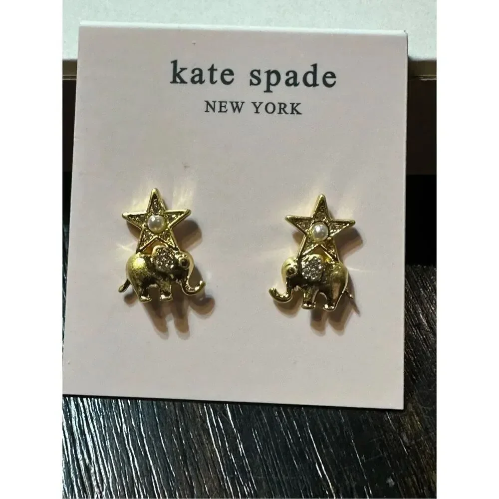 Kate Spade NEW elephant Winter carnival earrings